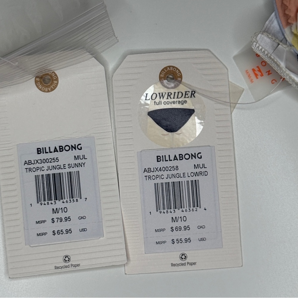 NWT | Billabong | Reversible Strapless Bandeau Bikini Set Tropical Print | M/10 - Picture 10 of 15